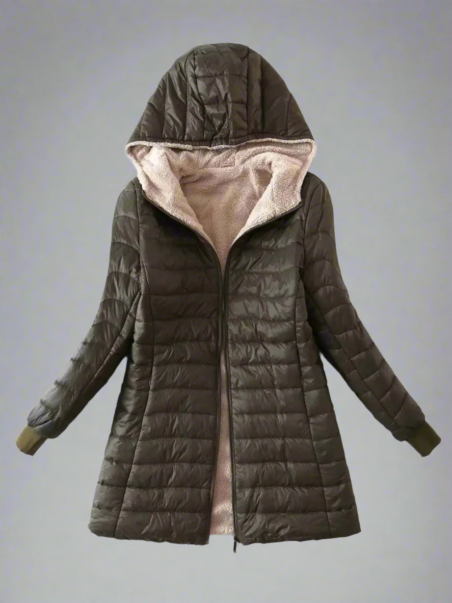 Avera Womens Mid-Length Hooded Jacket Coat for Winter - Womens Jackets Rebooters