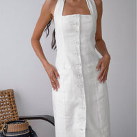 Elegant Willa Women's Halter Neck Maxi Dress with Front Slit Rebooters Maxi Women's Dresses