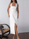 Elegant Willa Women's Halter Neck Maxi Dress with Front Slit Rebooters Maxi Women's Dresses