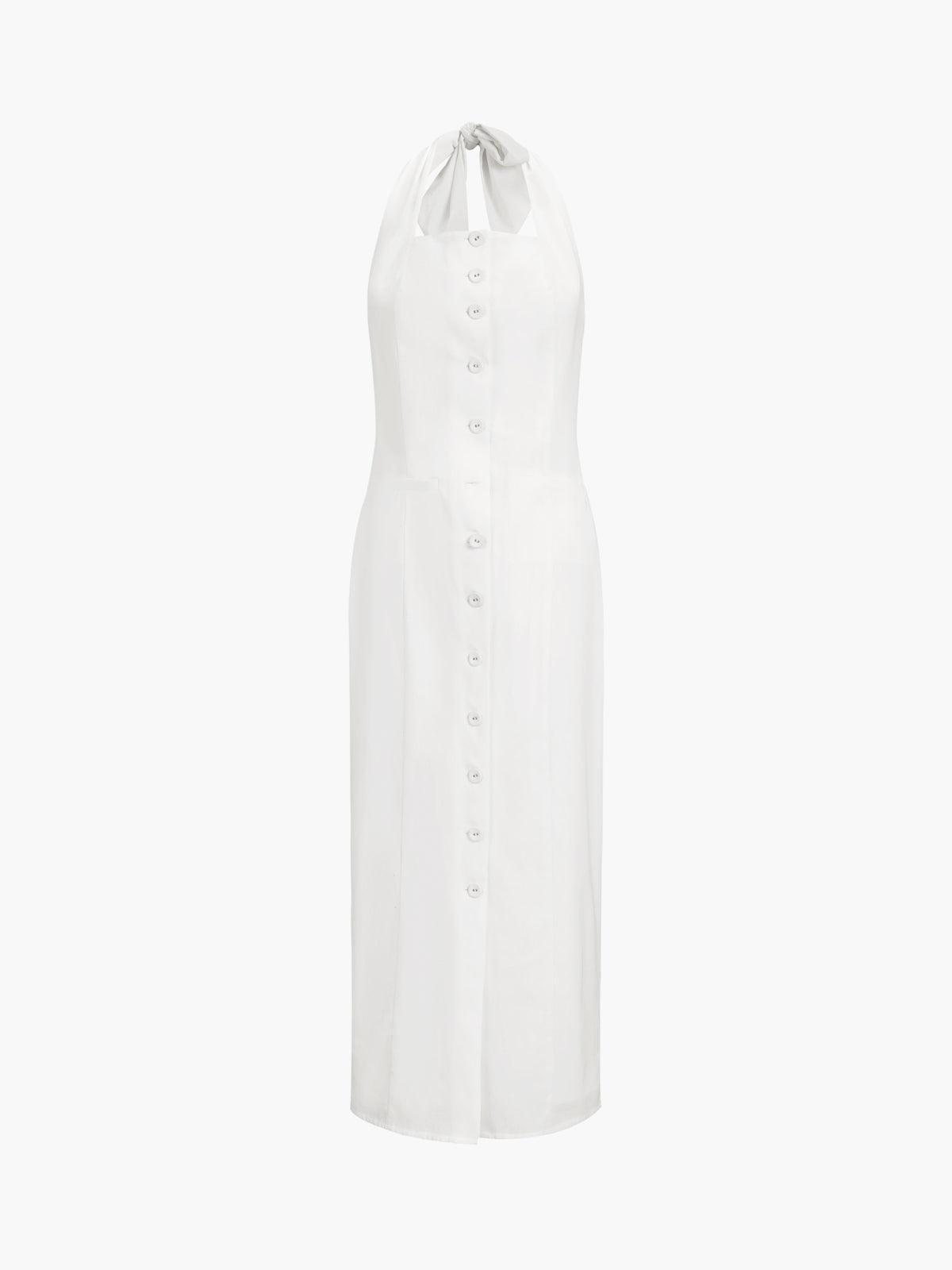 Elegant Willa Women's Halter Neck Maxi Dress with Front Slit Rebooters Maxi Women's Dresses