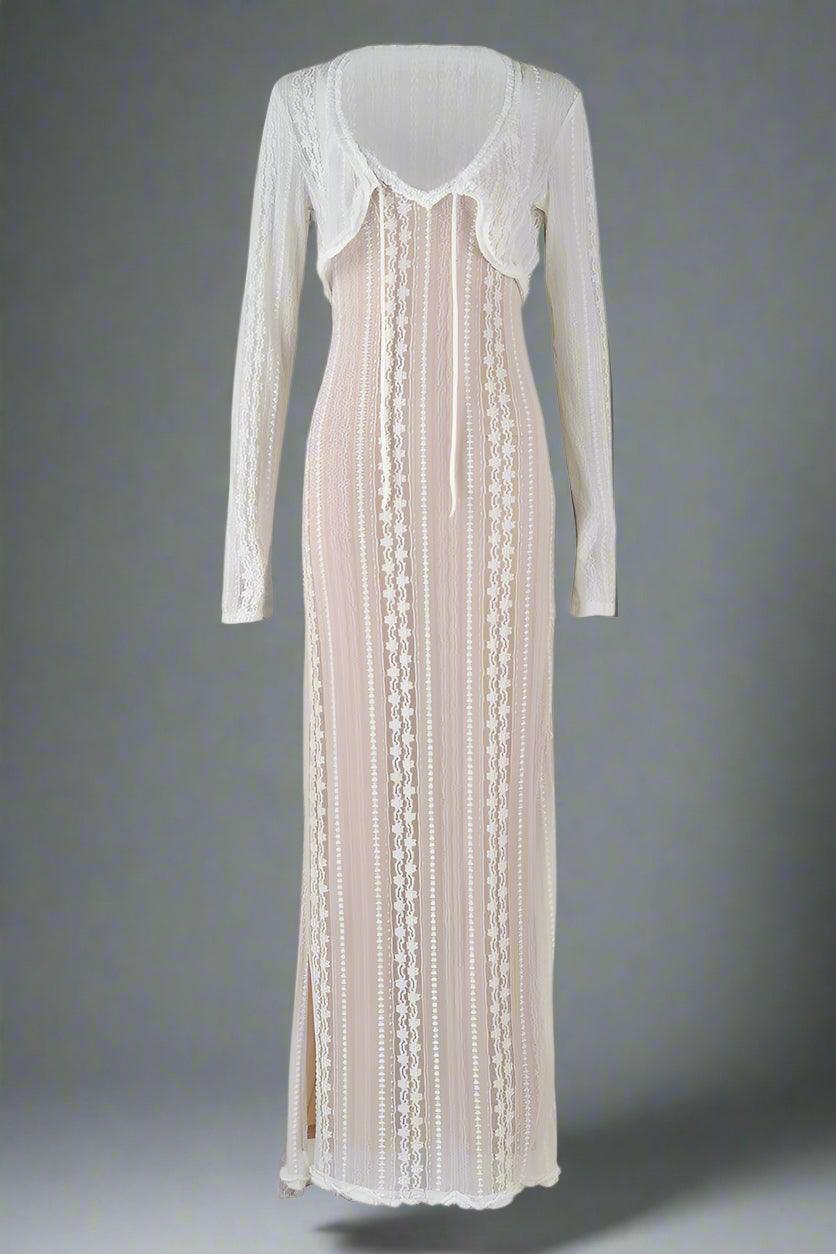 Raya Moonlit Lace Maxi Dress Elegant Evening Gown - Rebooters -Women's Dresses