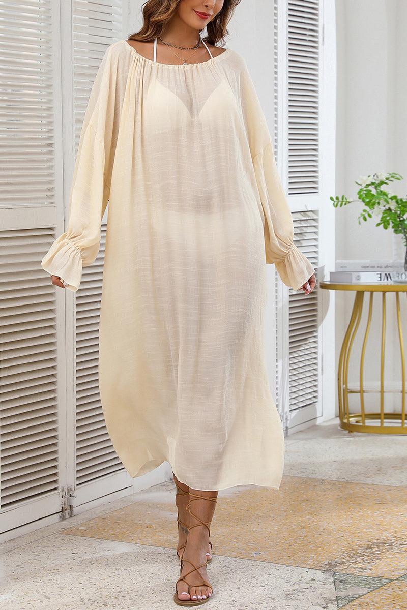 Effortlessly Chic Christina Flowy Sheer Long Sleeve Dress Rebooters Maxi Women's Dresses