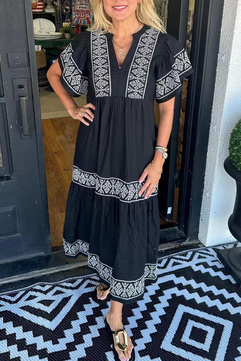Thea Artisan Cotton Maxi Dress with Breezy Comfort for Summer - Rebooters -Women's Dresses