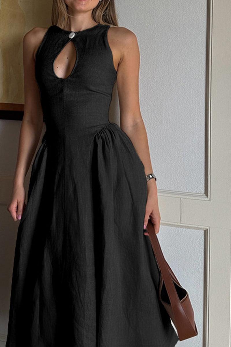 Robyn Vintage-Inspired Hollow Embroidered Midi Dress for Elegant Style - Rebooters -Women's Dresses