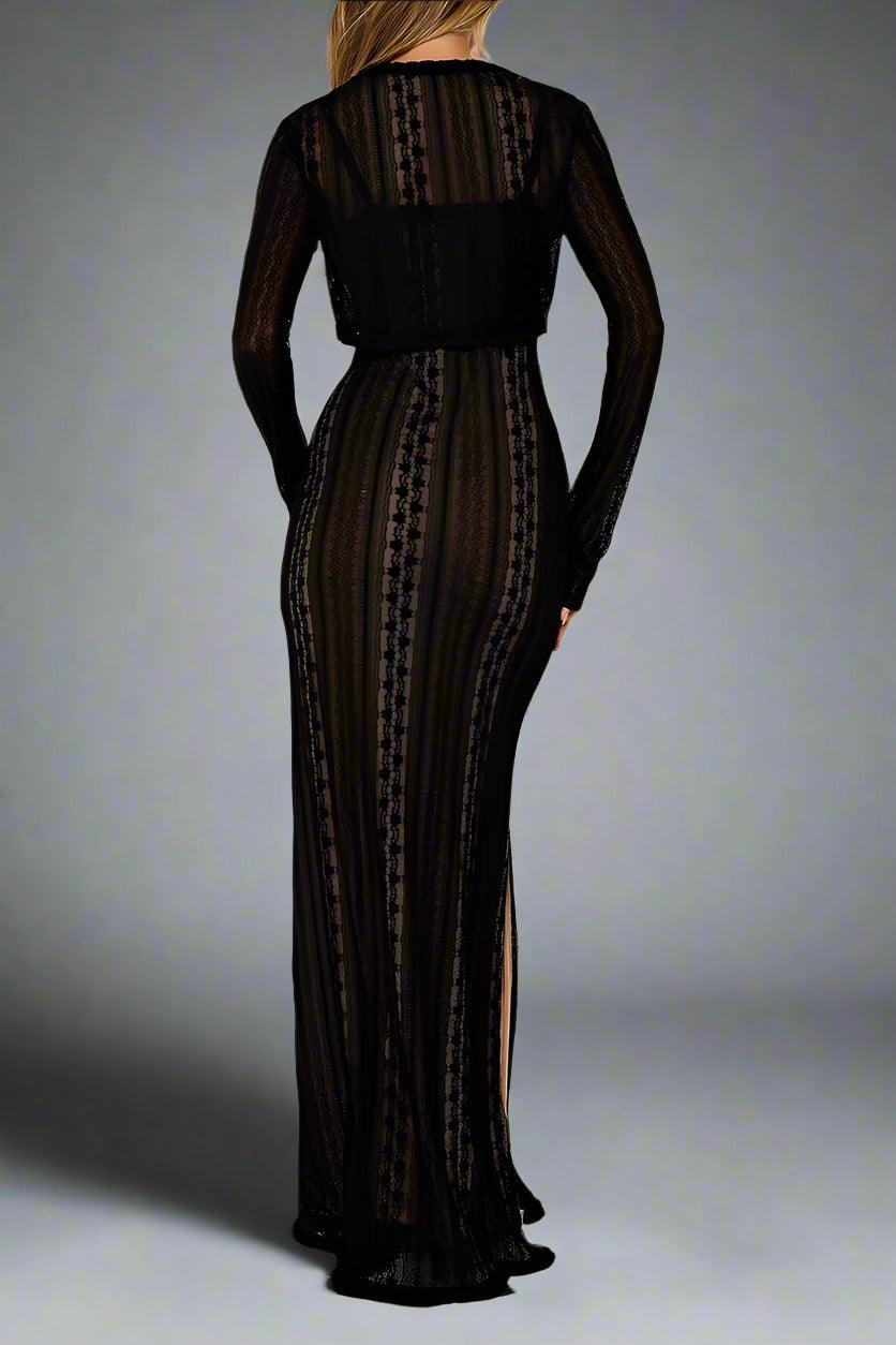 Raya Moonlit Lace Maxi Dress Elegant Evening Gown - Rebooters -Women's Dresses