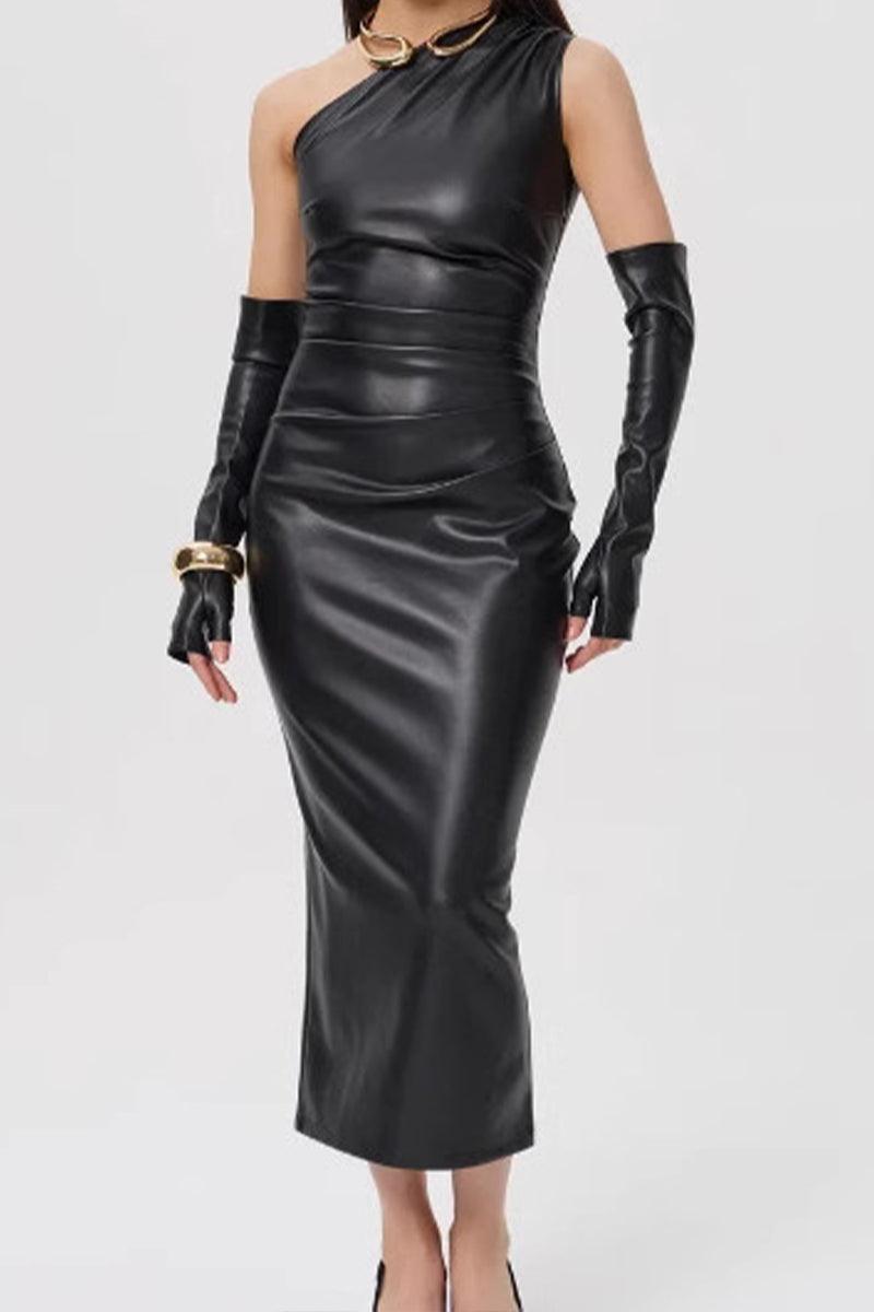Sleek Cynthia Rou Edge One-Shoulder Midi Dress for Statement Style - Rebooters -Women's Dresses