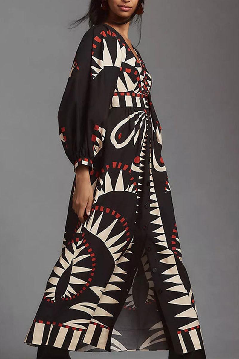 Stylish Brittany Boho Geometric Maxi Dress for Effortless Elegance - Rebooters -Women's Dresses