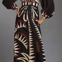 Stylish Brittany Boho Geometric Maxi Dress for Effortless Elegance - Rebooters -Women's Dresses