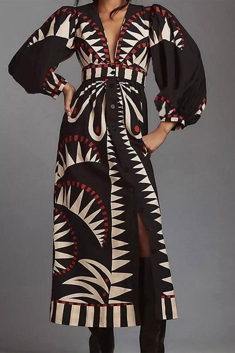 Stylish Brittany Boho Geometric Maxi Dress for Effortless Elegance - Rebooters -Women's Dresses