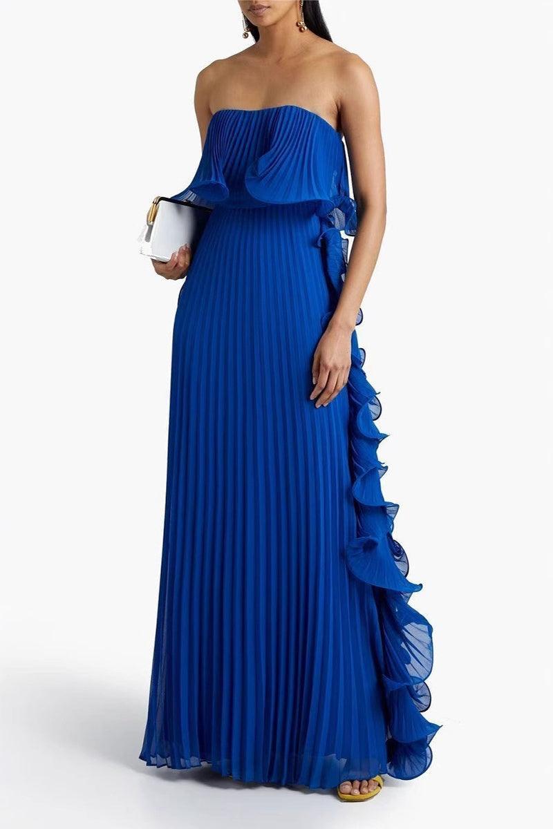 Elegant Ivy Ruffle Pleated Gown Dress for Special Occasions Rebooters Maxi Women's Dresses