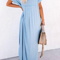 Evelyn Timeless Loose-Fitting Solid Maxi Dress with Flowing Shape for Comfort Rebooters Maxi Women's Dresses