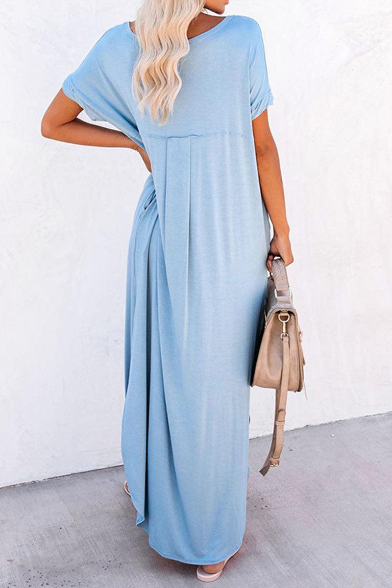 Evelyn Timeless Loose-Fitting Solid Maxi Dress with Flowing Shape for Comfort Rebooters Maxi Women's Dresses