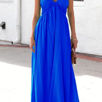 Florence Ruched Maxi Dress with Graceful Cowl Neck and Flowing Skirt for Elegant Occasions Rebooters Maxi Women's Dresses