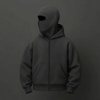 Dark Gray hoodie with Balaclava on a dark background