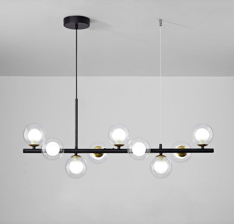 Modern Horizontal White Frosted Glass Ball Chandelier 7 Bulbs | Rebooters - Rebooters