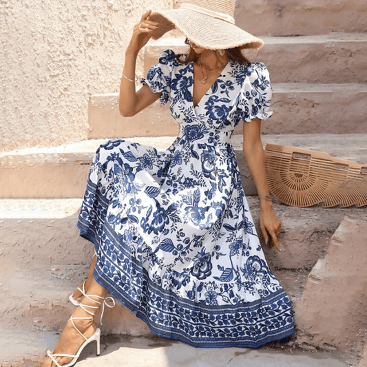 Elegant Kelly Women's Maxi Dress with Flowy Fit and Puff Sleeves Rebooters Maxi Women's Dresses
