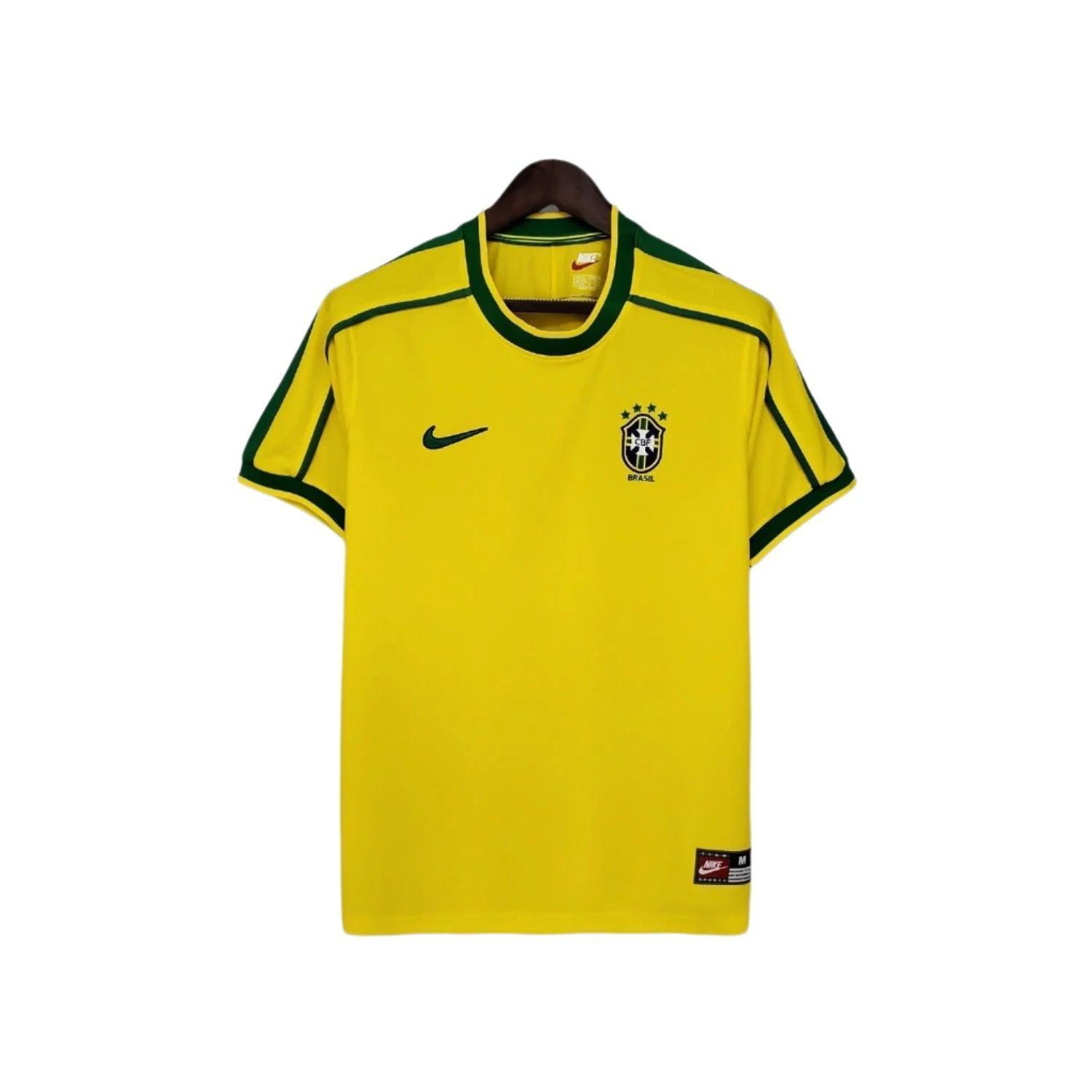 Brazil Home Jersey Shirt Yellow 1998 Rebooters Mens Football Shirts