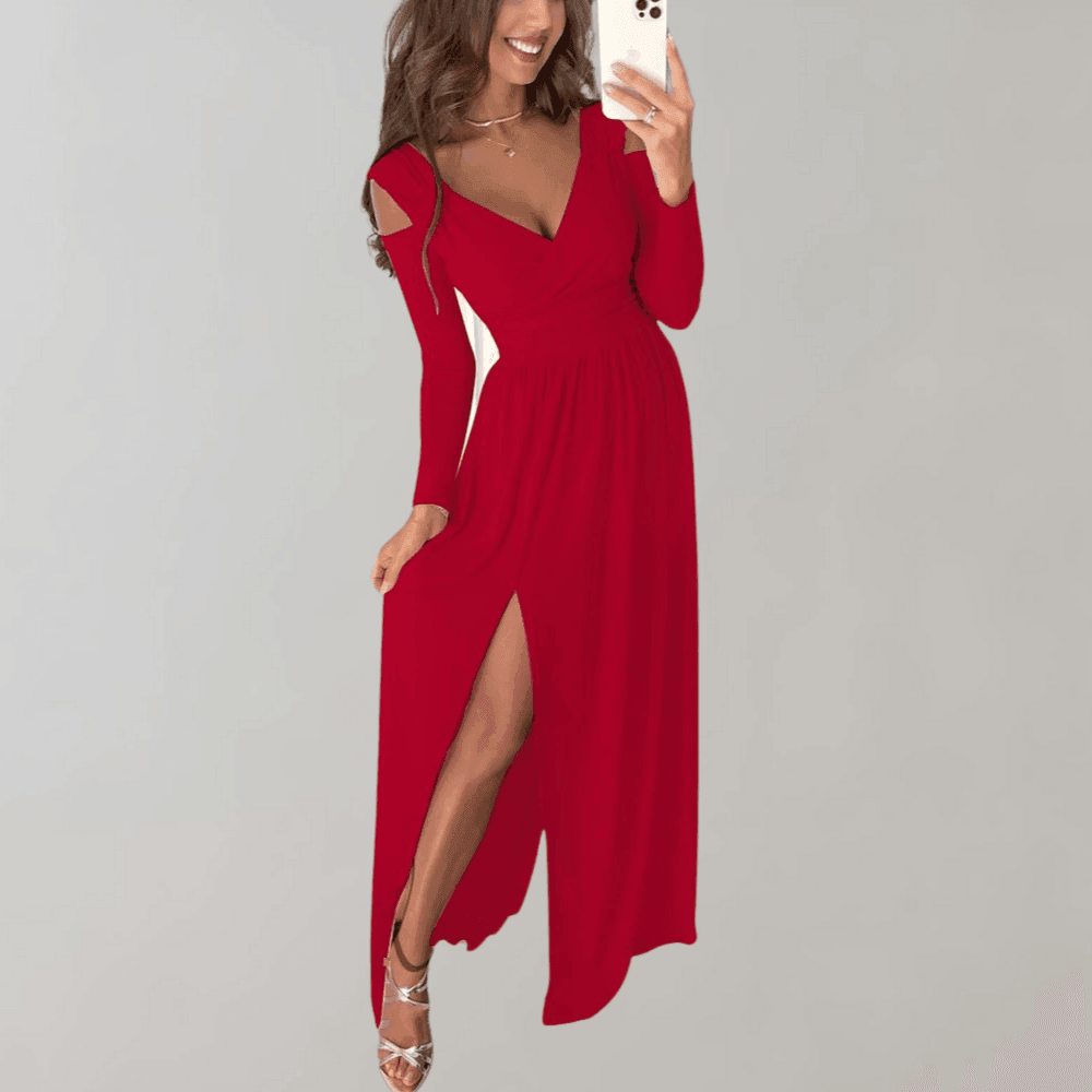 Elegant Women's Maxi Dress with Slit Skirt and Cut-Outs Rebooters Maxi Women's Dresses