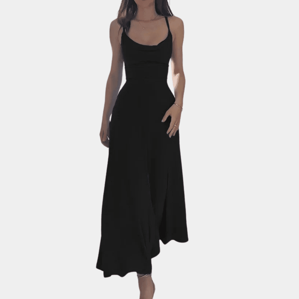 Leighton Women's Evening Gown with Cowl Neck Design - Rebooters -Women's Dresses
