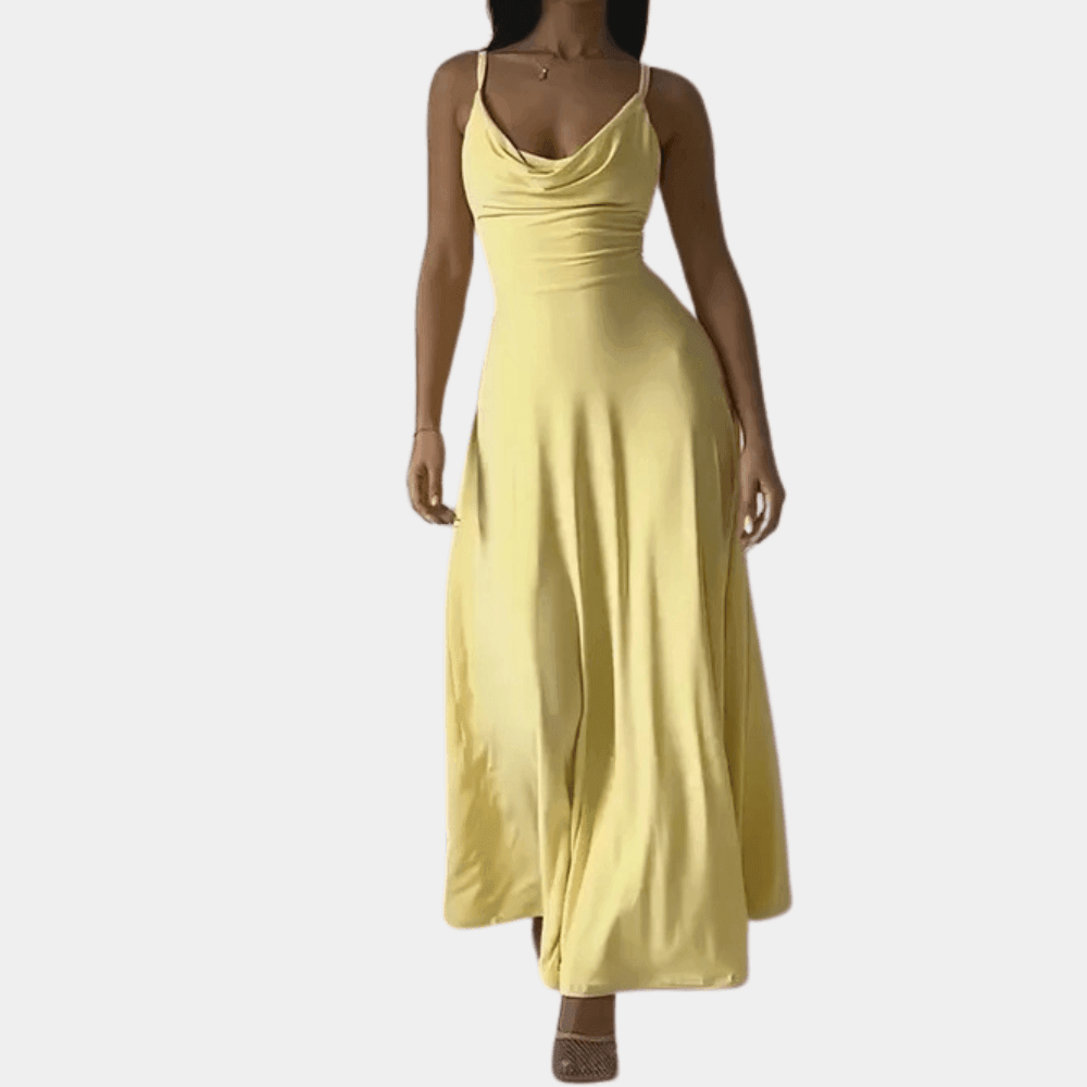 Leighton Women's Evening Gown with Cowl Neck Design - Rebooters -Women's Dresses