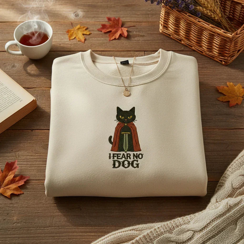 Cat Knight “I Fear No Dog” Embroidered Sweatshirt | Rebooters
