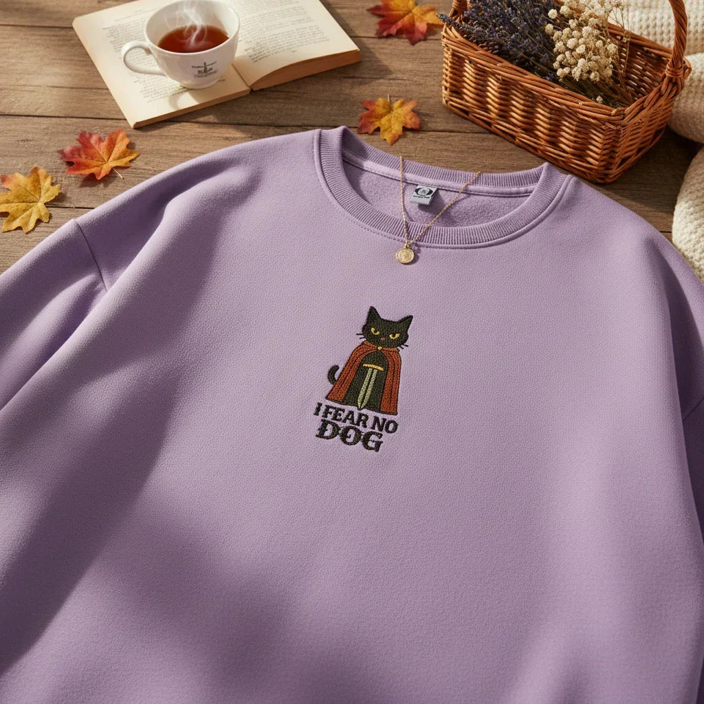 Cat Knight “I Fear No Dog” Embroidered Sweatshirt | Rebooters