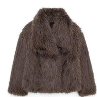 Chic Oversized Faux Fur Lapel Jacket Cozy Crop Coat Women - Womens Jackets Rebooters