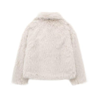 Chic Oversized Faux Fur Lapel Jacket Cozy Crop Coat Women - Womens Jackets Rebooters