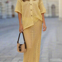 Crochet Knit Maxi Skirt Set for Breezy Style for Women - Rebooters