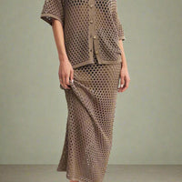 Crochet Knit Maxi Skirt Set for Breezy Style for Women - Rebooters