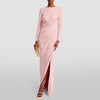Kaylee Elegant Women's Evening Gown with High Neck and Slit - Rebooters -Women's Dresses