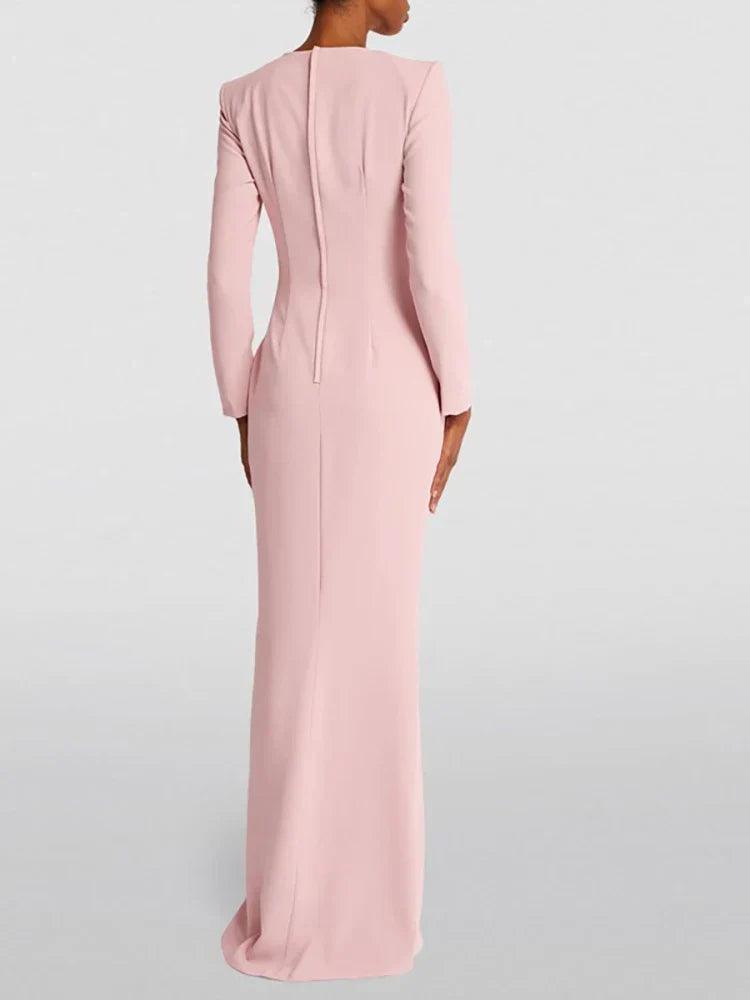 Kaylee Elegant Women's Evening Gown with High Neck and Slit - Rebooters -Women's Dresses