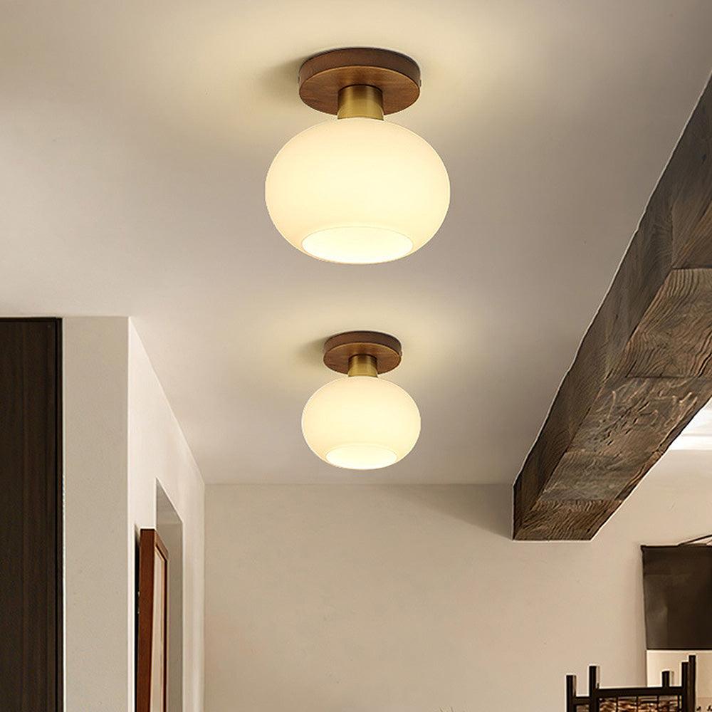 White Spherical Corridor Ceiling Light for Modern Spaces - Rebooters