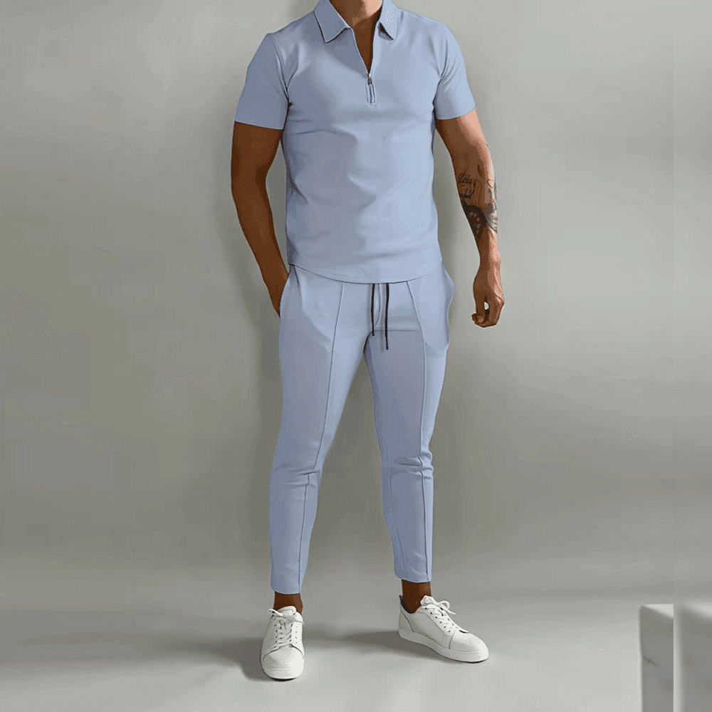 Men's Half-Zip Polo and Jogger Set for Casual Comfort Rebooters mens 2 piece set
