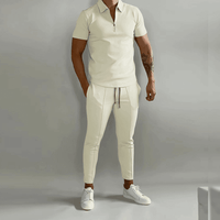 Men's Half-Zip Polo and Jogger Set for Casual Comfort Rebooters mens 2 piece set