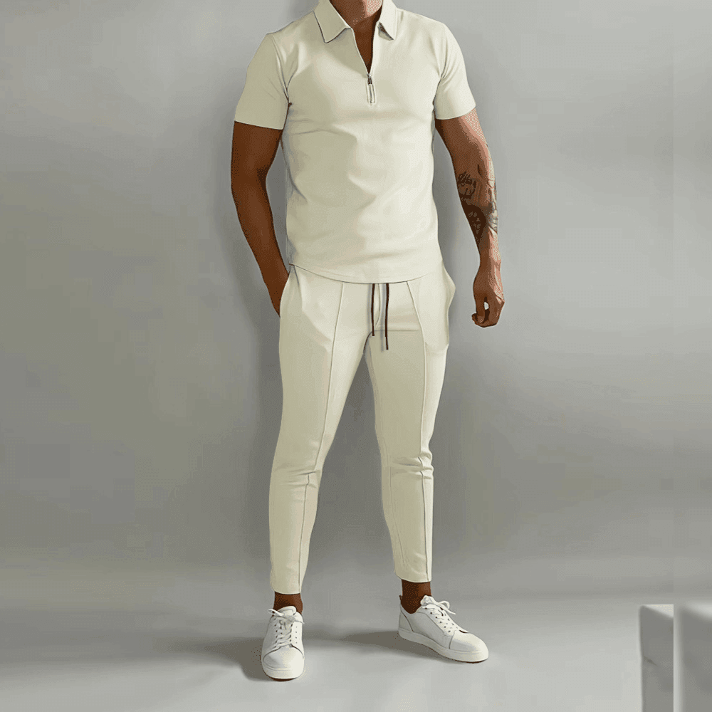 Men's Half-Zip Polo and Jogger Set for Casual Comfort Rebooters mens 2 piece set