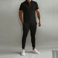 Men's Half-Zip Polo and Jogger Set for Casual Comfort Rebooters mens 2 piece set