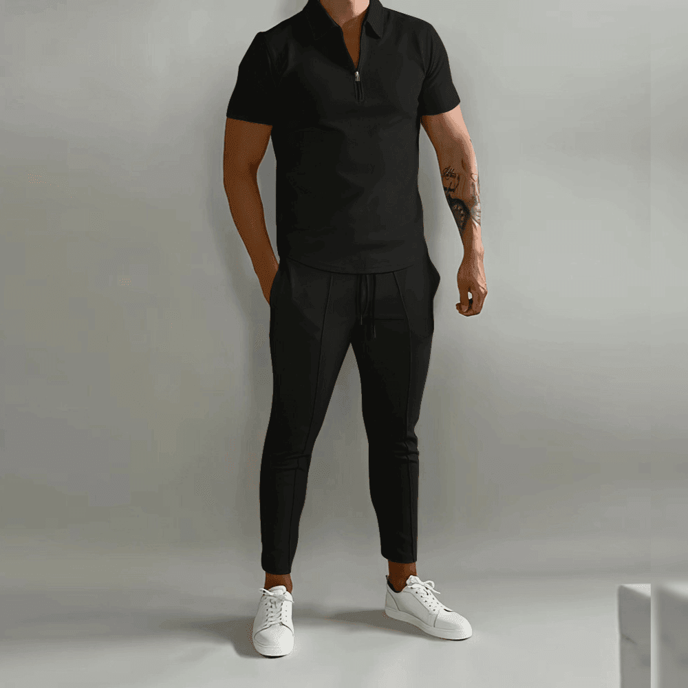 Men's Half-Zip Polo and Jogger Set for Casual Comfort Rebooters mens 2 piece set