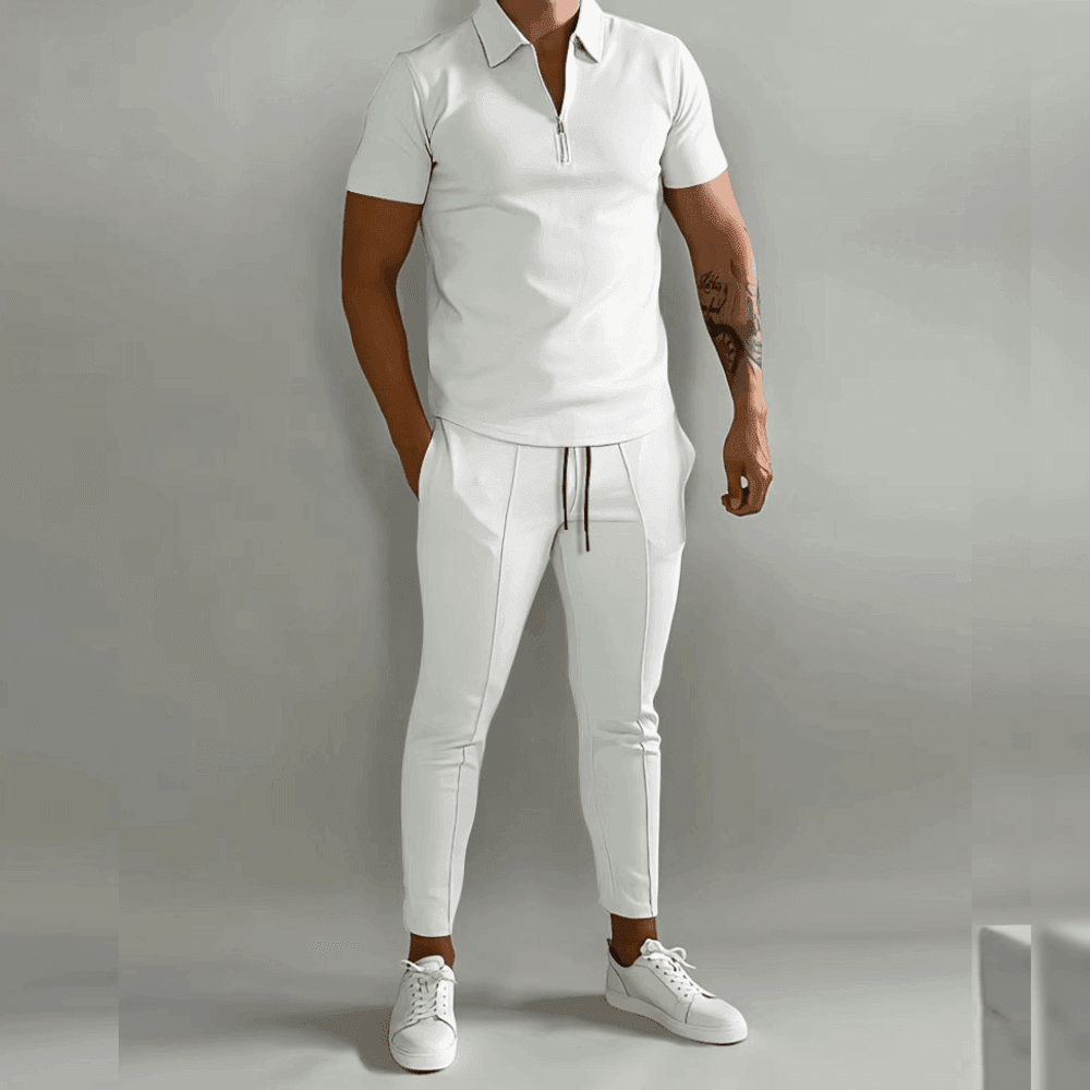 Men's Half-Zip Polo and Jogger Set for Casual Comfort Rebooters mens 2 piece set