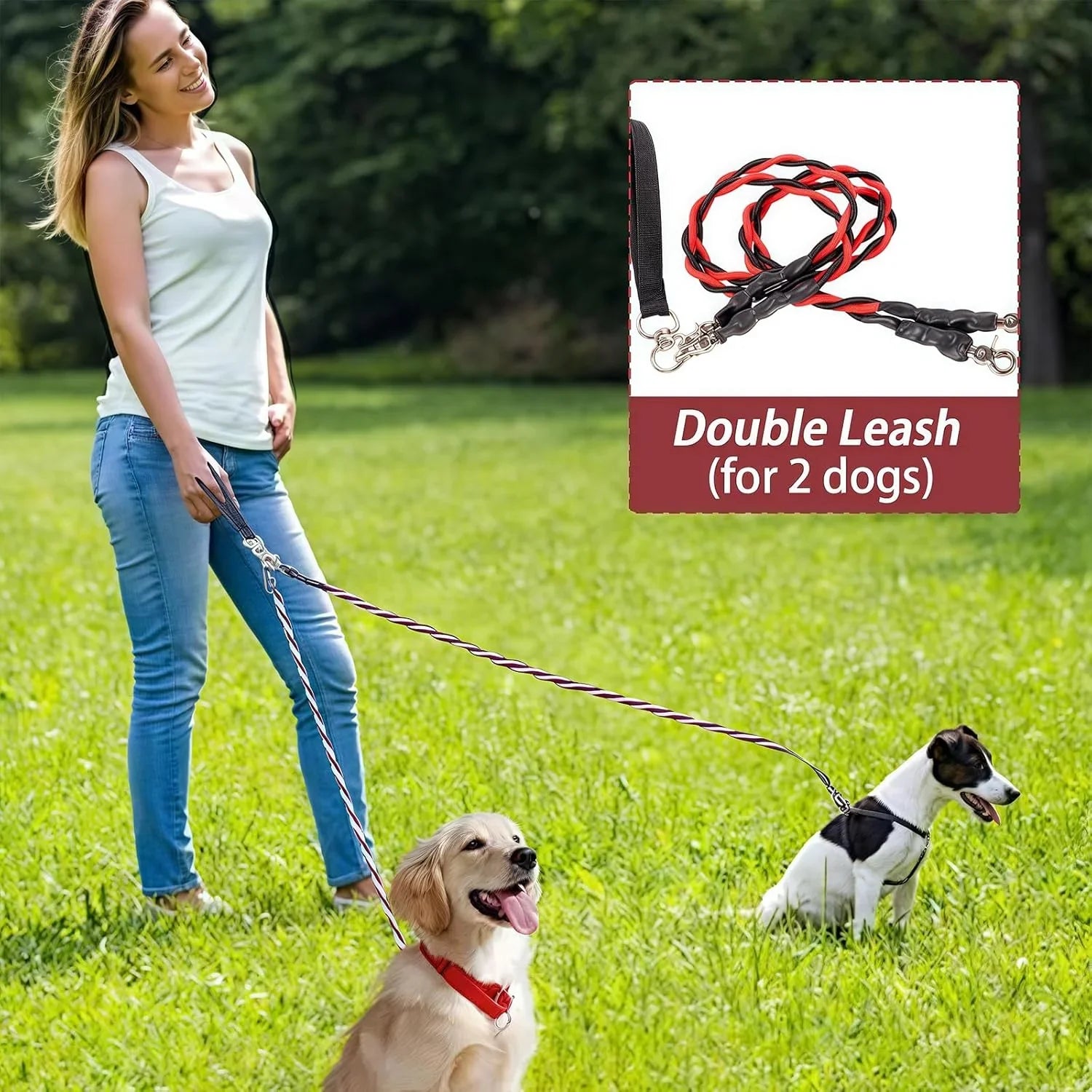 Double Bungee Dog Leash for 2 Dogs | Rebooters
