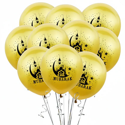 Eid Mubarak Party Tableware Set – Gold Disposable Plates, Cups, Napkins & Banner
