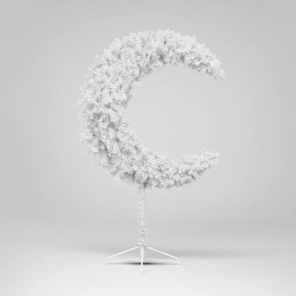 White Eid Tree Moon shaped on a plain white background