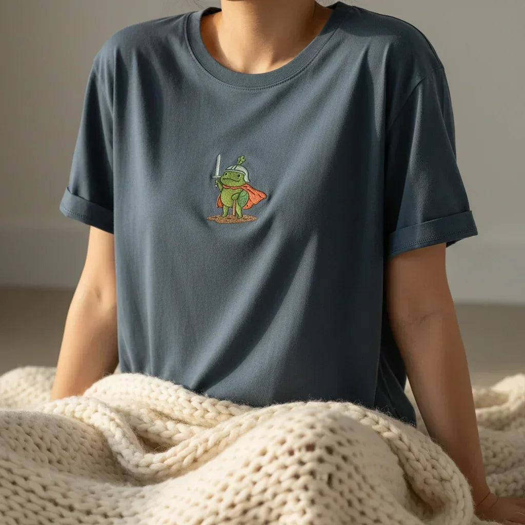 Embroidered Frog Knight T-Shirt | Rebooters