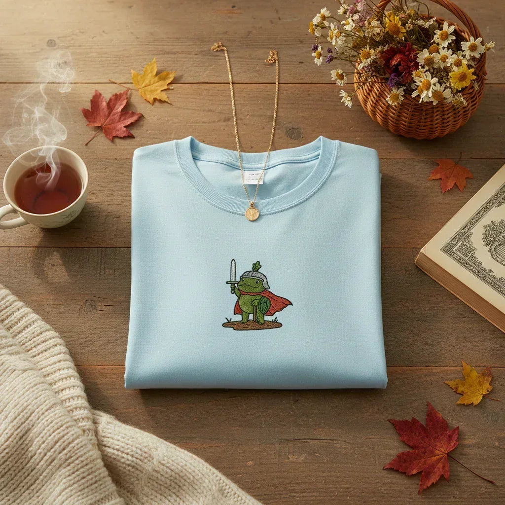 Embroidered Frog Knight T-Shirt | Rebooters