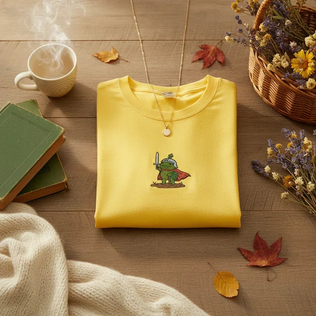 Embroidered Frog Knight T-Shirt | Rebooters