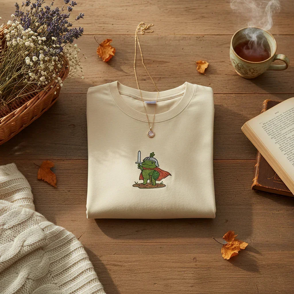 Embroidered Frog Knight T-Shirt | Rebooters