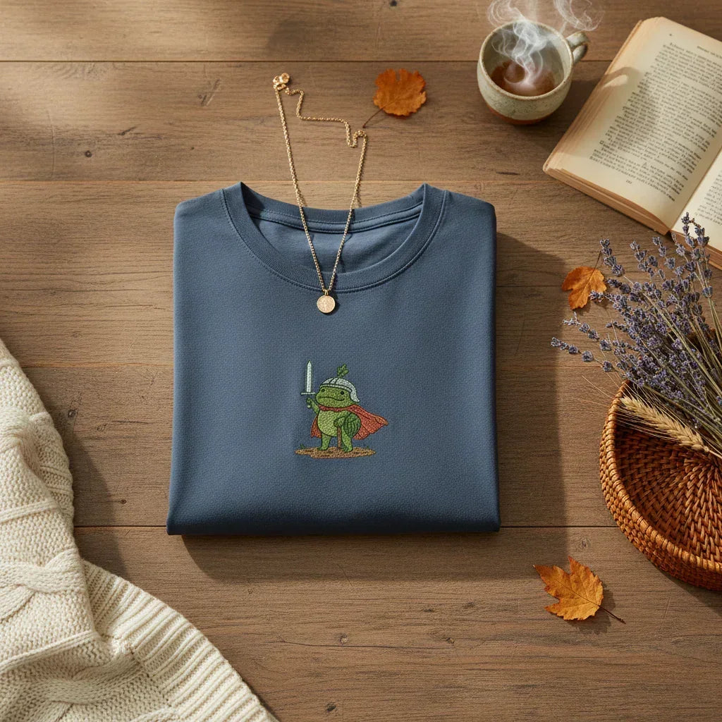 Embroidered Frog Knight T-Shirt | Rebooters