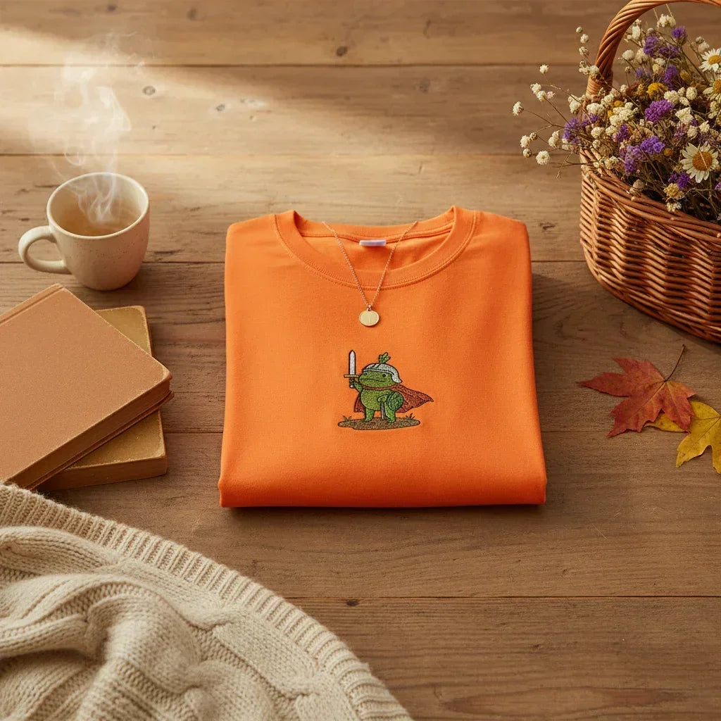 Embroidered Frog Knight T-Shirt | Rebooters