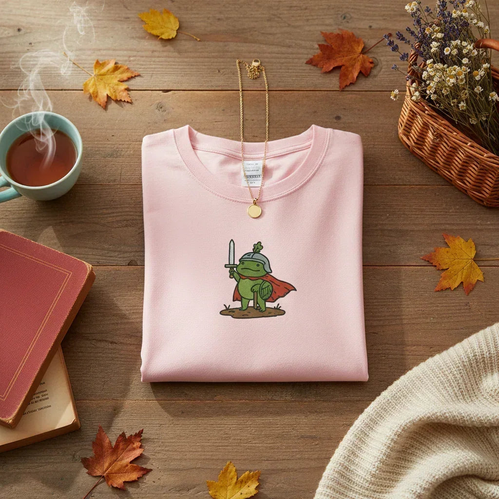 Embroidered Frog Knight T-Shirt | Rebooters