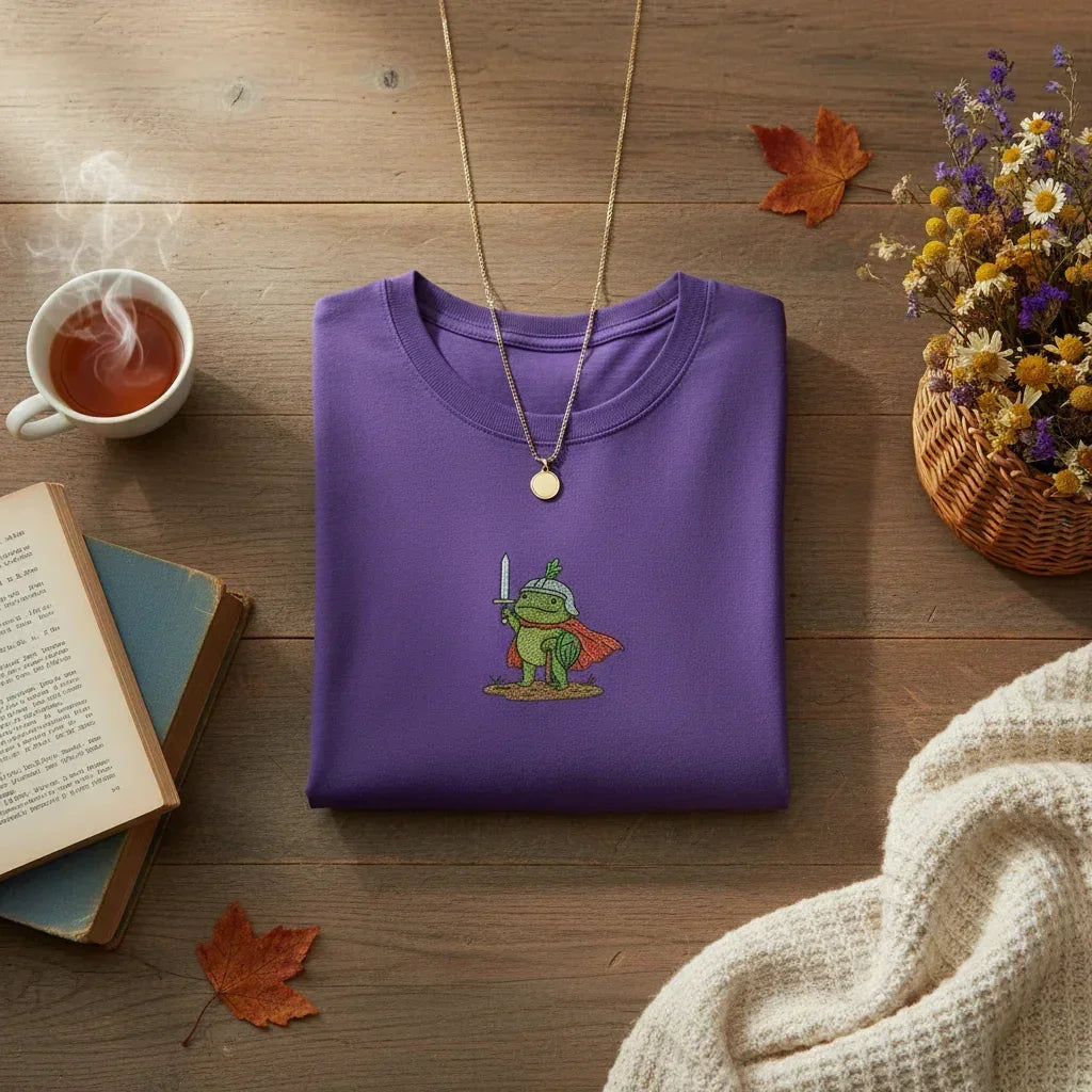 Embroidered Frog Knight T-Shirt | Rebooters
